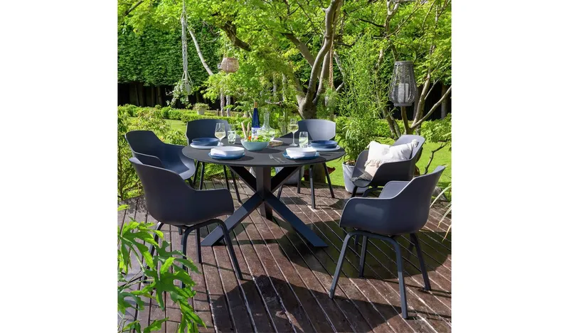 Habitat Aegaen 6 Seater Metal Patio Set - Grey