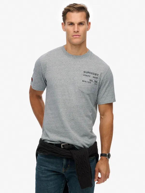 Superdry Cotton Regular Fit Short Sleeve Logo T-Shirt, Athletic Grey Marl