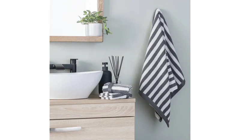 Habitat Stripe Towel - Grey