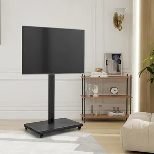 Mobile TV Stand with Lockable Casters - Black