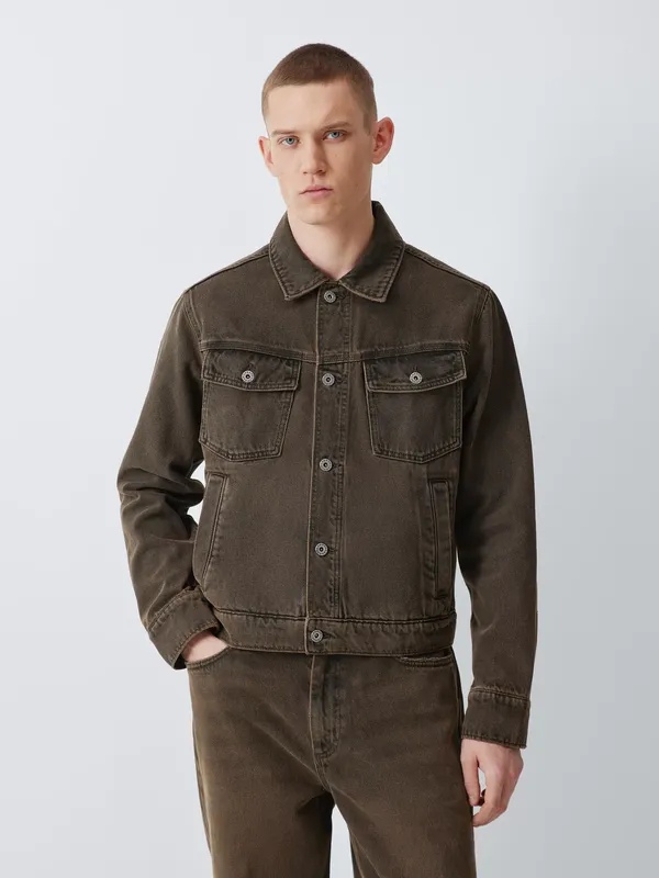 John Lewis x LABRUM Denim Trucker Jacket, Brown