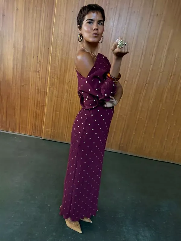 Never Fully Dressed Tilly Plisse Off Shoulder Dress