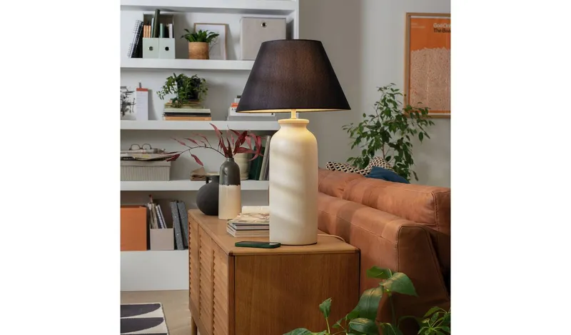 Habitat Hashi 70cm Ceramic Table Lamp - Off White & Black