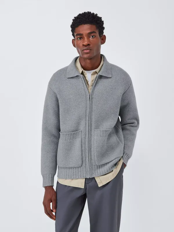 John Lewis Merino Wool Blend with Cashmere Knit Jacket