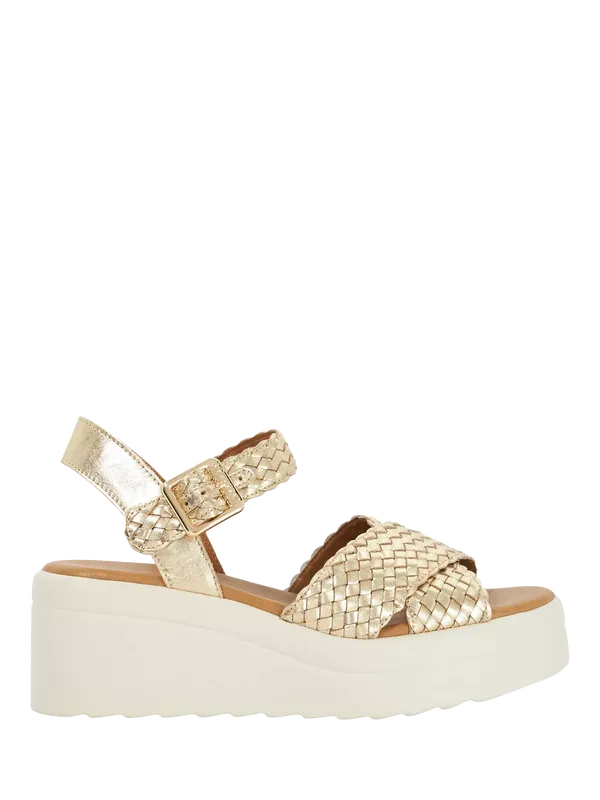 Dune London Kinleys Woven Leather Flatform Heeled Sandals