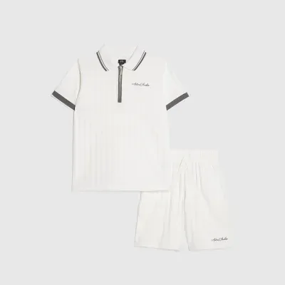 Boys White Polo Shirt And Shorts Set