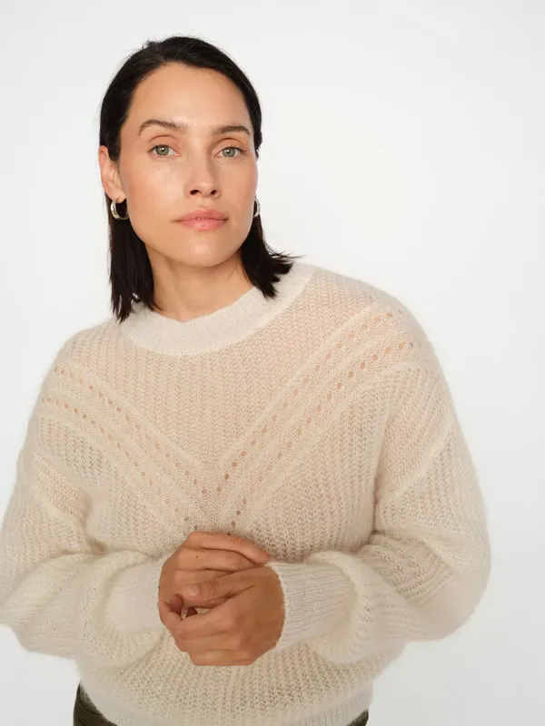 MOS MOSH Textured Wool Rich Jumper, Ecru