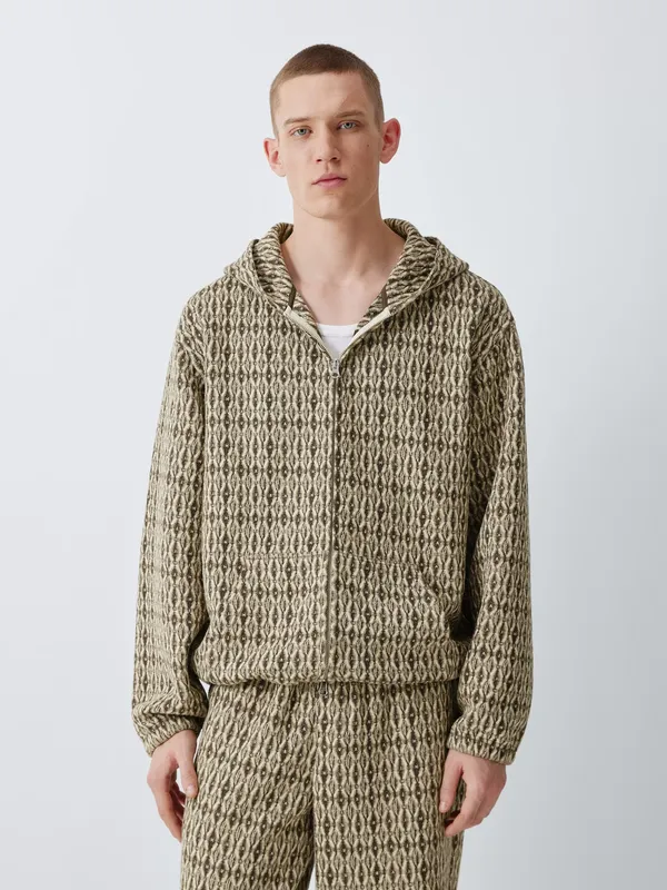 John Lewis x LABRUM Heavyweight Jacquard Hoodie, Khaki