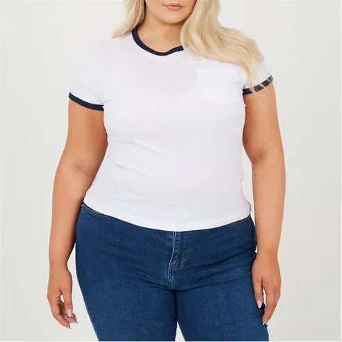 Brave Soul BS Plus Size Short Sleeve T-shit with Contrast Neck and Sleeve Rib and Pocket