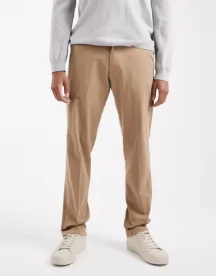 front pleat tapered loose chino in beige