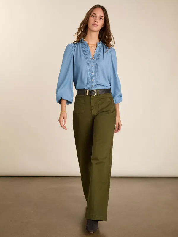Baukjen Robyn High Rise Wide Leg Jeans, Dark Olive