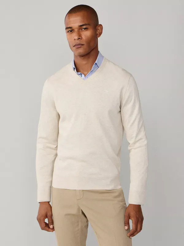 Hackett London Cotton with Silk V-Neck Jumper