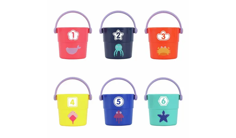 Chad Valley Bathtime Number Buckets 6 Pack