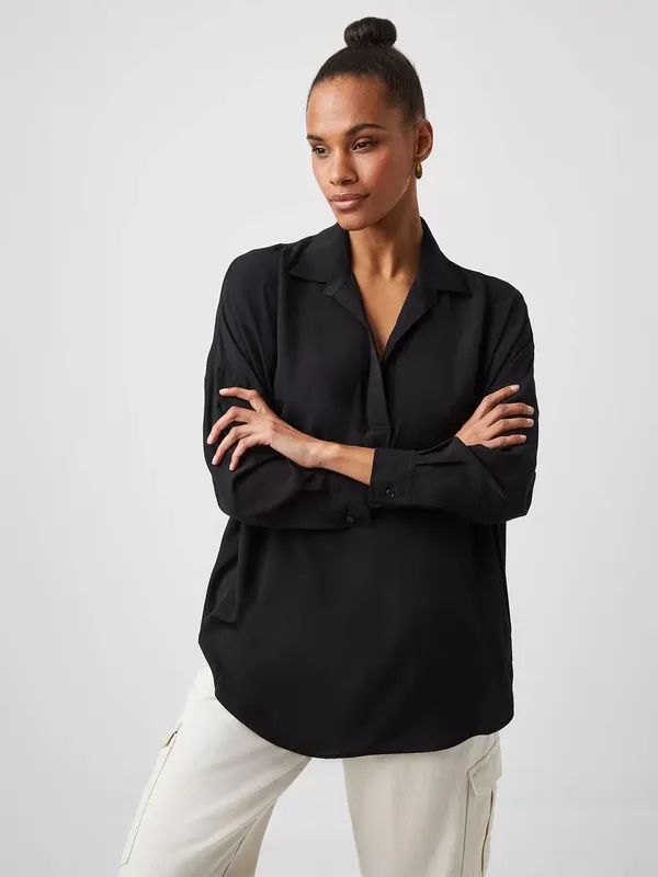 French Connection Rhodes Recycled Crepe Popover Shirt