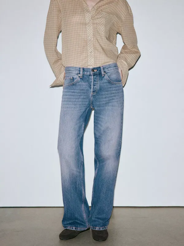 Mango Low Rise Straight Leg Jeans, Blue