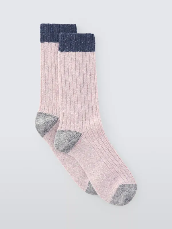 John Lewis Rib Wool Silk Blend Ankle Socks