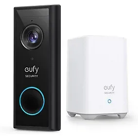 Eufy Wireless Black Video doorbell with homebase