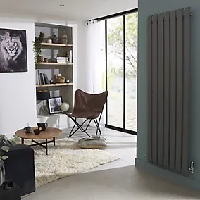 GoodHome Wilsona CH1800540SG Single Grey Vertical Designer 3566BTU Radiator, (W)540mm x (H)1800mm