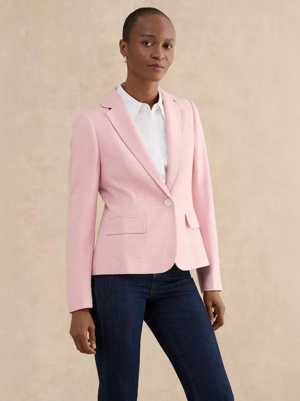 Hobbs Blake Check Jacket, Pink/Ivory