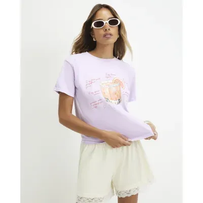 Purple Cotton Paloma Embellished T-Shirt