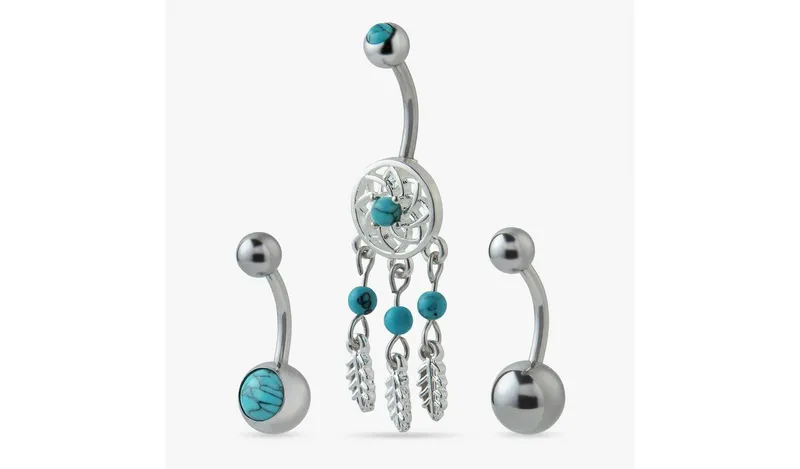 Revere Surgical Steel Dreamcatcher Belly Bars - Set of 3