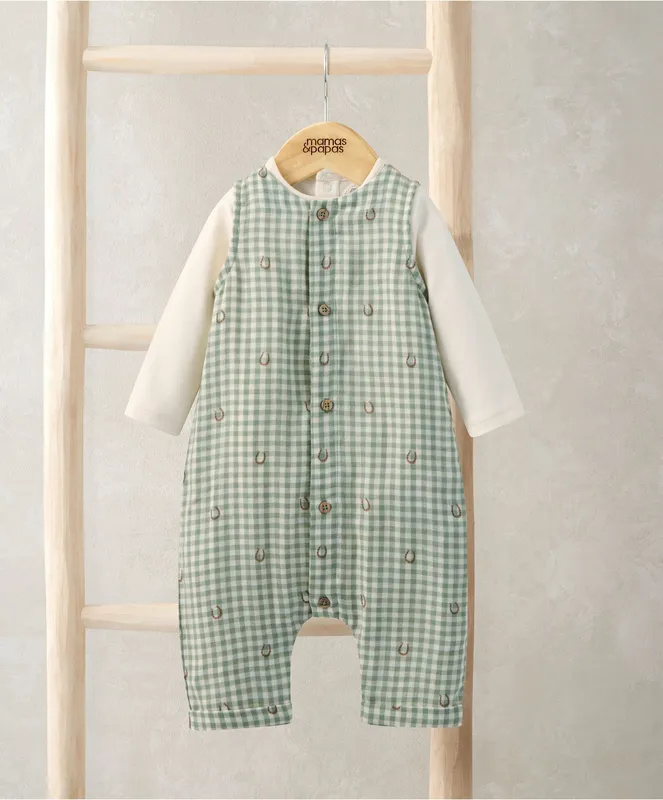 Mamas & Papas Gingham Romper and Bodysuit