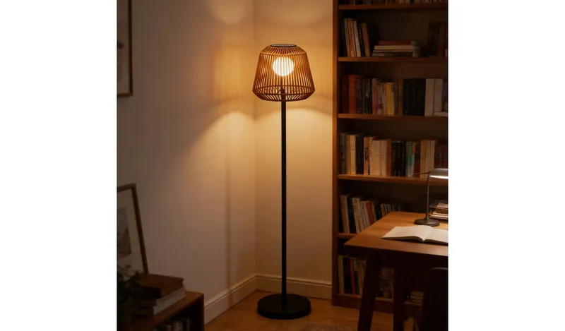 Habitat Solar Rattan Floor Lamp