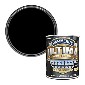 Hammerite Ultima Black Matt Multi-surface Exterior Topcoat Metal paint, 750ml