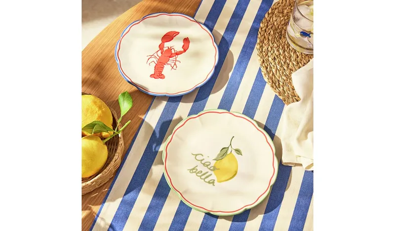 Argos Home Set of 2 Lemon & Lobster Side Plates