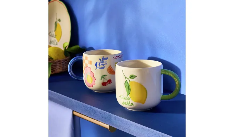 Argos Home Set of 2 Coastal Stoneware mugs 