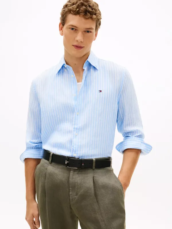 Tommy Hilfiger Linen Regular Fit Stripe Shirt