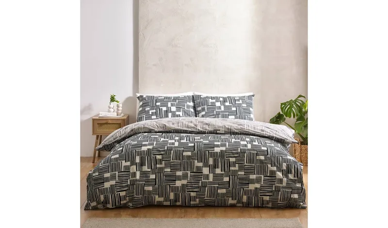 Catherine Lansfield Blocks Black & White Bedding Set