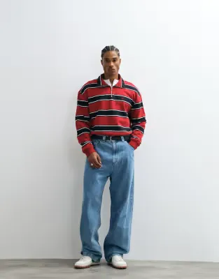 brandon baggy denim jeans in stone bleached blue