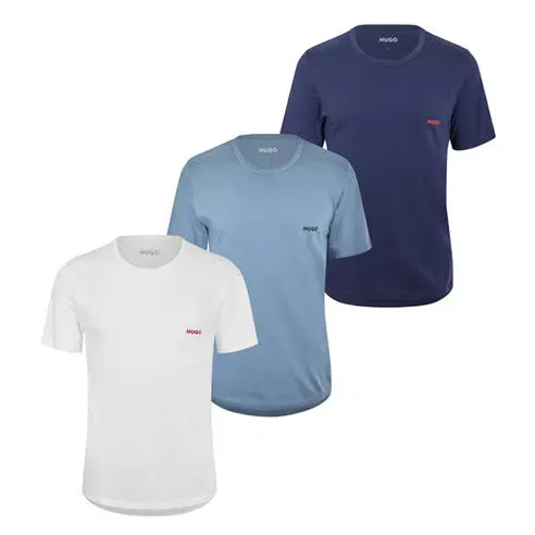 Hugo Mens HUGO 3 Pack Short Sleeve Pyjama T-Shirts with Logo Detail