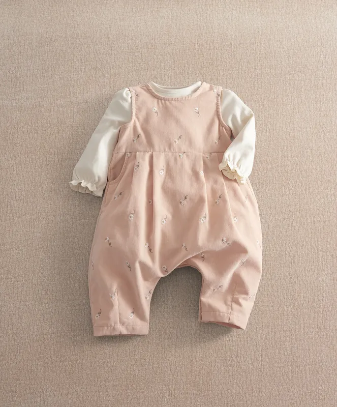 Mamas & Papas Corduroy Embroidered Romper Set