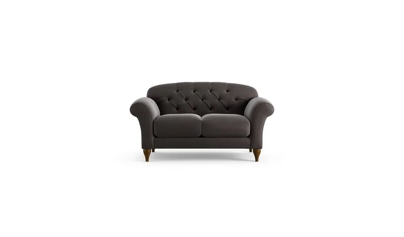 Habitat Brooker Velvet 2 Seater Sofa - Grey - Dark Leg
