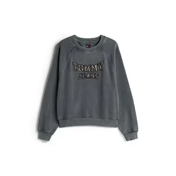 Tommy Jeans Women's Leopard Print Cotton Relaxed Fit Crew Sweatshirt