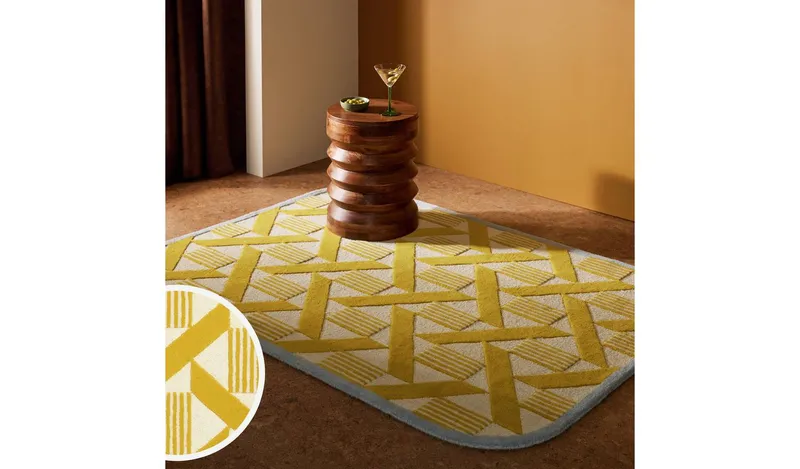 Habitat Blue Border Wool Rug