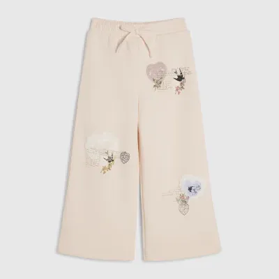 Mini Girls Pink Floral Wide Leg Joggers