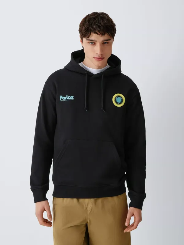 Parlez Submerge Cotton Blend Graphic Hoodie, Black