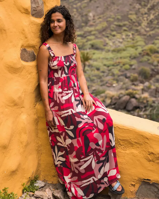 Passenger Clothing Soleis Woven Maxi Dress - Mountain Foliage Cranberry