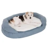 Oval Memory Foam Dog Bed, grey-blue