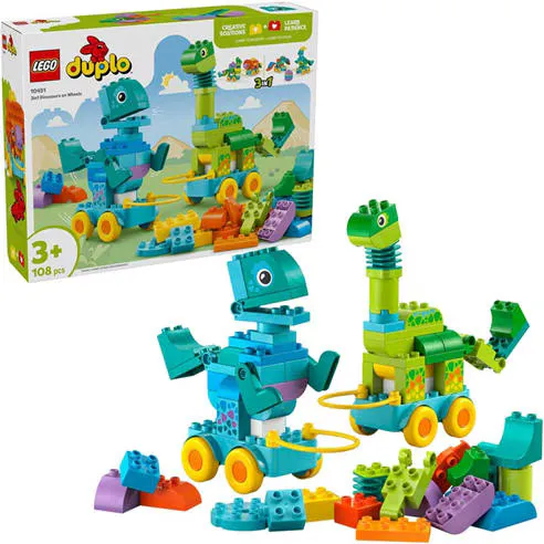 LEGO® DUPLO® Town 3in1 Dinosaurs on Wheels Learn-Through-Play Toddler Toy 10451