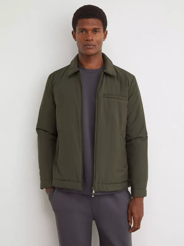 Reiss Bernardi Technical Padded Zip Through Jacket, Olive Green