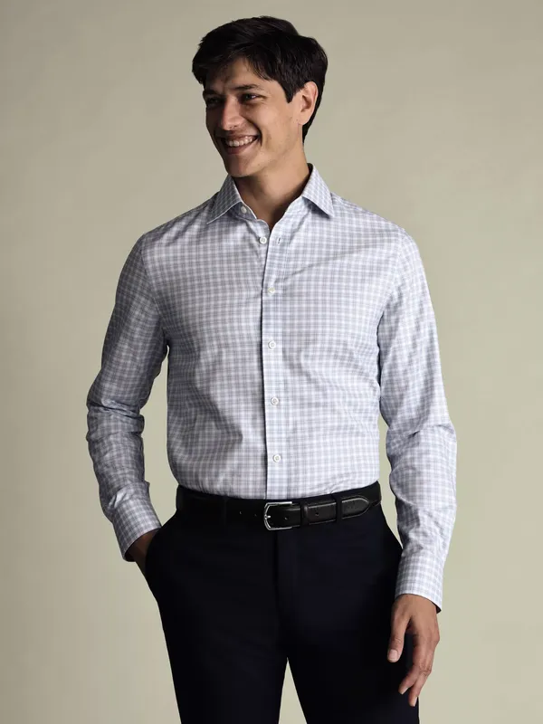 Charles Tyrwhitt Egyptian Cotton Slim Fit Check Shirt, Indigo Blue