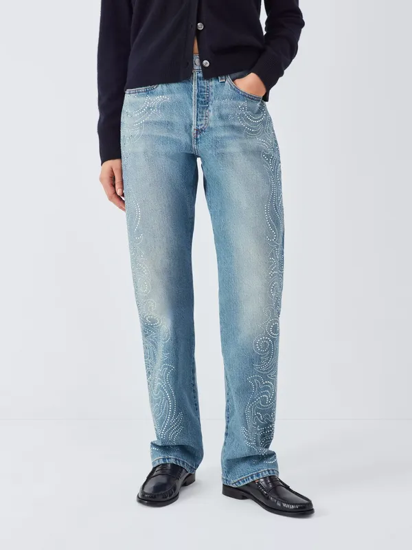 Levi's Curve 501 Diamante Straight Jeans, Denim Venom