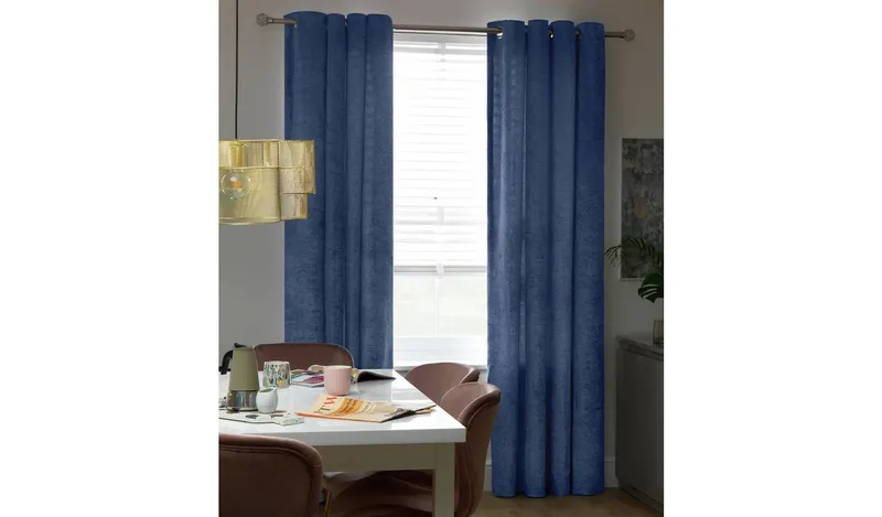 Argos Home Crushed Velvet Eyelet Curtains - Navy - 117x183cm