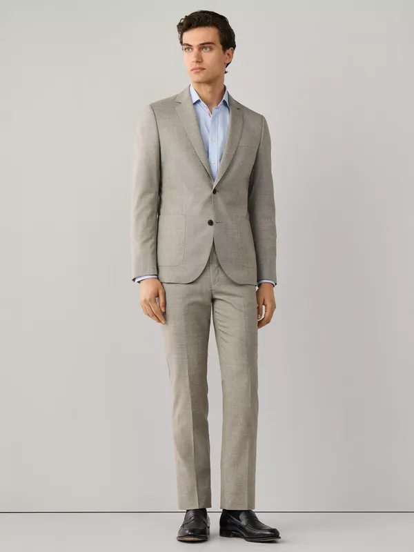 Hackett London Belgravia Block Single Breasted Wool Suit, Taupe Beige
