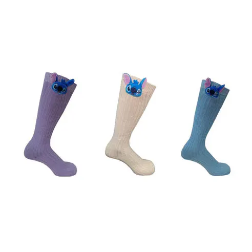 Character Womens Stitch Graphic 3 Pack Knee High Socks