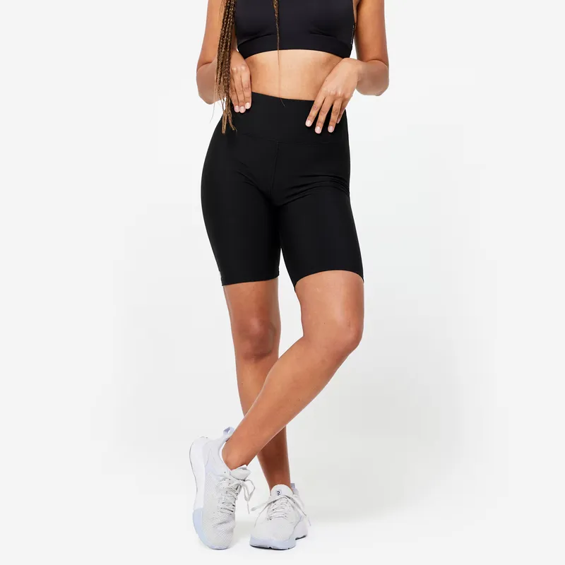 DOMYOS Women's Cycling Shorts Black - High-Waisted Design